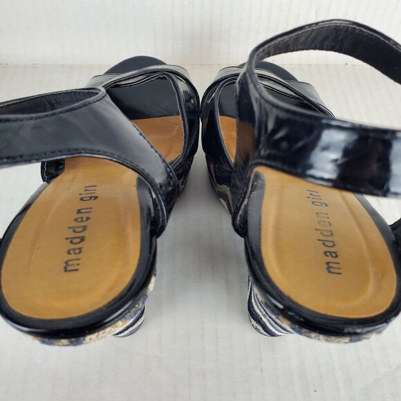 Madden Girl Boozter Chevron Crochet Lace Open Toe Platform Wedge Shoes Size 7.5 - Picture 8 of 10